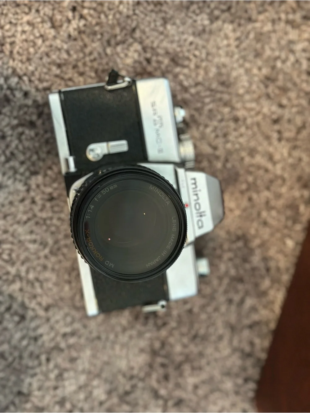 3-set Minolta SLR Film Camera with Brown Case and Extra Lens